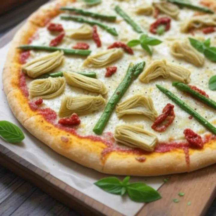 Seizoensgebonden pizza special met verse ingrediënten.